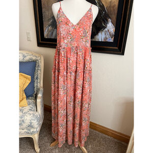 Women's LaBiz Coral Floral Maxi Dress S